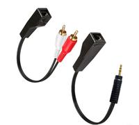 Fauhapyway Audio Network Extender Pair For for RJ45 To 3.5mm And for RCA With 500m Range 60dB Noise Rejection 800V Isolation Black Red(3.5-RCA)