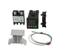 Fauhapyway Digital Temperature Controller PID Kit Solid State Relay K-Type Thermocouple Probe Heat Sink With SSR-40DA REX-C100