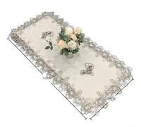 Fauhapyway Elegant Floral Lace Tablecloth Rectangle 60x120cm PVC Wipeable for surface for Party Wedding Easy Care Plastic Cover(80 * 140CM)