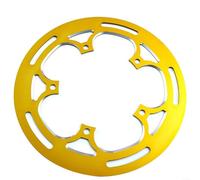 Fauhapyway for BCD 130mm Bike Chainring Guard for 50-54T Single, Aluminum Alloy Protector Against Scratches and Dirt(Golden)