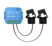 Fauhapyway For Tuya WiFi Energy Monitor For Power Voltage Meter 2Channel With Clamp Current Measurement Device Real Time(Blue 2CT)