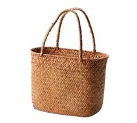 Fauhapyway Handwoven Wicker Basket With Sturdy Handle, Large Straw Picnic Baskets For Garden Shopping And Storage, Eco Friendly Brown Tote(Orange)