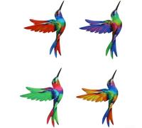 Fauhapyway Hummingbird Metal Art 4Pc 18cm x 13.3cm Size | Easy wall mounting, lightweight 18cm size, fits fence or shed, patio accent, porch decoration