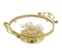Fauhapyway Large Glass Fruit Bowl 32x26cm Gold Finish Embossed | High-quality glass base, sturdy alloy frame, scratch resistant, durable construction, premium feel