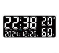 Fauhapyway Large LED Digital Alarm Clock with Temperature Humidity Display, 5-Level Night Light, Dual Alarm Wall or Table Clock(A)