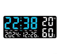 Fauhapyway Large LED Digital Alarm Clock with Temperature Humidity Display, 5-Level Night Light, Dual Alarm Wall or Table Clock(B)