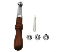 Fauhapyway Leather Craft Spacing Tool Set with 4 Interchangeable Rollers (3/3.5/4/5mm), Wood Handle Stitch Line Marking Wheel DIY Saddlery