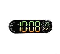 Fauhapyway LED Wall Clock with RGB Color Changing Display,Timer Temperature, Adjustable Brightness,for Living Room, Black