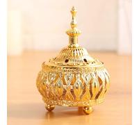 Fauhapyway Metal Incense Burner 8x19cm Hand Painted Arabian Bakhoor Censer for Home Office Meditation(A)