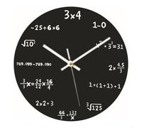 Fauhapyway Modern Math Equation Wall Clock 30Cm Plastic Battery Operated Unique Design For Teachers Students Living Room (3 * 4 Black bottom)