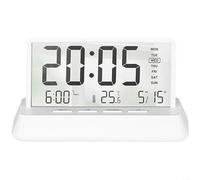 Fauhapyway Modern Transparent Digital Alarm Clock with LCD Display, Temperature & Date, Snooze Function, 12/24H Format for Home Office Desk(C)