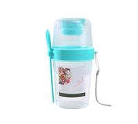 Fauhapyway Portable Salad Shaker Cup with Integrated Fork, Large Capacity Reusable for On-the-Go Meals, Fruit, Oatmeal(green)