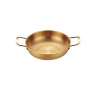Fauhapyway Professional Paella Rice Pan 24cm Stainless Steel Flat Base Skillet with Ergonomic Handles for Stovetop Oven Outdoor BBQ Gold(Gold 20CM)