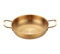 Fauhapyway Professional Paella Rice Pan 24cm Stainless Steel Flat Base Skillet with Ergonomic Handles for Stovetop Oven Outdoor BBQ Gold(Gold 28CM)