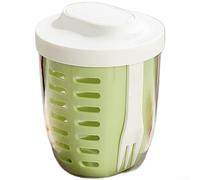 Fauhapyway Salad to Go Cup 650ml with Drainage Basket - Secure Locking Lunch Bowl with Fork - Fresh Fruit Container for Office Travel(Green)