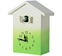 Fauhapyway Silent Quartz Cuckoo Wall Clock, Hourly Chime with Moving Bird, Decorative House Shape for Living Room(Green)