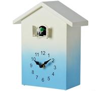 Fauhapyway Silent Quartz Cuckoo Wall Clock, Hourly Chime with Moving Bird, Decorative House Shape for Living Room(Blue)