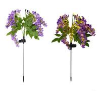 Fauhapyway Solar for wisteria Firefly Garden Lights, 2Pack Stake Lamp | Auto On/off, IP65 , 6-12h Glow, Purple Silk Petals, ABS Stake Lamp For Outdoor Decor