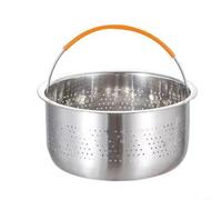 Fauhapyway Stainless Steel Steamer Insert Basket Kitchen Pressure Cooker Steam Pot With Silicone Handle For Vegetables Rice Dumplings Eggs(21.5cm short)