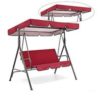 Fauhapyway Three Person Garden Swing Cover Set, Waterproof Outdoor Patio Swing Canopy Replacement Cover With Seat Cover For Porch Swing Red