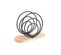 Fauhapyway Tissue Holder with Wood Base, Stable Napkin Rack for Dining Tables, Modern Kitchen Storage Organizer(Black)