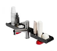 Fauhapyway White ABS Sink Caddy 64cm Wide U-Shaped Groove(Black) | No-drill install, double-base stability, fits most faucets, white finish, sink organiser