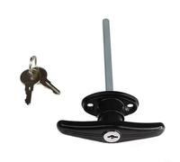 Fauhapyway Zinc Alloy T Handle Door Lock with Keys Waterproof Security Hardware for Garage Shed Caravan Campervan Rear Fix Installation Black(Long)