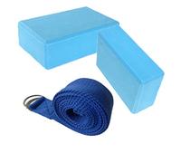Fauhsto 2pcs Yoga Blocks + 1 Yoga Strap Set Eco Friendly Lightweight EVA Foam Comfortable Firm Support Blocks Yoga Prop Brick Improve Poses, Stretch Flexibility, Strength, & Balance