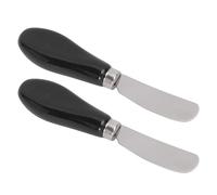 Fauitay 2pcs Butter Spreader, Food Grade Stainless Steel Butter Knife with Ceramic Handle, for Jam Cheese Peanut and Pastries (Black)