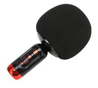 Fauitay 4 in 1 Multifunctional Wireless Karaoke Mic Microphone with LED Lights for Party Car PC Smartphone Singing Recording Live (Black)