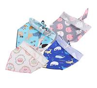 Fauitay 4Pcs Dog Neck Scarf Bandana Bib Set Reversible Triangular Pet Handkerchief Washable Cotton Blue Dolphin Pink Cat Birthday Cake Patterns for Dogs Weddings Parties Picnics (L)