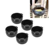 Fauitay 5pcs Chicken Feeder, Black Rubber Poultry Water Bowl Easy to, with Lightweight Design for Game Fowl Training Farm