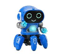 Fauitay 6 Claw Robot Toy, 90 Degree Flexible Arm, Mobile Chassis, Dancing and Singing Robot Toy with Clear Sound (Blue)