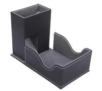 Fauitay Dice Roller Tower, Double Layer Structure PU Leather Magnetic Dice Tray with Flannel Lining for Card Board Games, Non Slip Texture and Foldable Design (Black Gray)