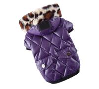Fauitay Dog Coat, Warm Comfortable Stylish Easy to Put On Winter Dog Jacket with Faux Fur Collar, for Small Medium Large Dogs (Purple XL)