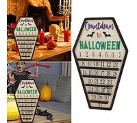 Fauitay Halloween Advent Countdown Calendar with Movable Ghost, Reusable Wood Holiday Decor for Home and Office, Decorative Ornament