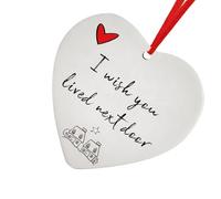 Fauitay Heart Hanging Ornament Acrylic Christmas Tree Decorations Holiday Ornaments Xmas Tree Decor with I Wish You Lived Next Door for Valentine's Day Anniversary