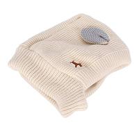 Fauitay Knitted Pet Hat, Warm Winter Dog Beanie with Rabbit Ears and Plus Velvet Lining, Elastic Design for Dogs 15-25 kg (Beige)