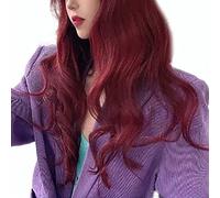 Fauitay Long Wave Wig, Synthetic Hair with See Through Bangs and Temple Clips, for Women Dating Party Wedding Everyday Use (Red)