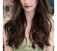 Fauitay Long Wave Wig, Synthetic Hair with See Through Bangs and Temple Clips, for Women Dating Party Wedding Everyday Use (Dark Brown)