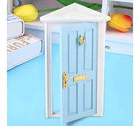 Fauitay Miniature Dollhouse Door, Wooden DIY Toy with Smooth Edge Design, Bright Color for Doll House Decor, Safe Non Material (Blue)