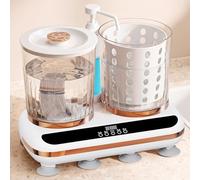 Fauitay Portable Washing Machine, Dual Tub Spin Dry Drain Pipe Rechargeable Underwear Washer with Built in Low Water Level Drainage, for Lingerie Socks Small Clothes