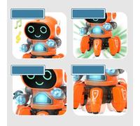 Fauitay Robot Toy, 6 Claw Plastic Intelligent Dancing Singing Light Electric Robot with Flexible 90° Movement, for Boys (Orange)