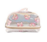 Fauitay Transparent Pencil case, Double Layer Storage with Handle for