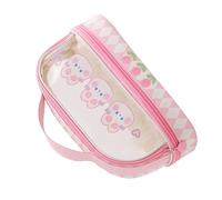 Fauitay Transparent Pencil case, Double Layer Storage with Handle for