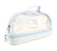 Fauitay Transparent Pencil case, Double Layer Storage with Handle for