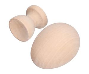 Fauitay Unpainted Wood Easter Eggs with Egg Cup Holder for DIY Craft (Ordinary Eggs)