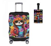 Faultierss Elastic Suitcase Protective Cover + Luggage Tag Set of 2 Suitcase Cover Luggage Cover Luggage Cover Washable Print Luggage Cover 18-32 Inches, R1, M(22-24in), Suitcase cover