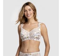 Miss Mary of Sweden Fauna Non-Wired Bra for Women - Full Coverage Wire-Free Bra with Lace & Mesh, Padded Straps for Comfort and Real Support, Plus Size Beige