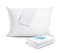 FAUNNA Waterproof Pillow Protectors Zippered, 600 Thread-Count 100% Cotton, Premium Bed Pillowcases Covers, Stain Proof, Soft, Comfortable, Quiet, Breathable, Standard, 20 x 26 inch, White, 4 Pack
